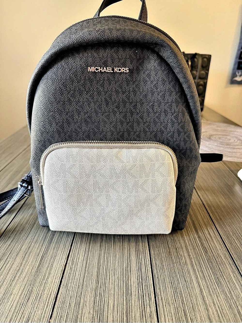 Michael Kors Rhea Medium Signature Logo Backpack Black & White